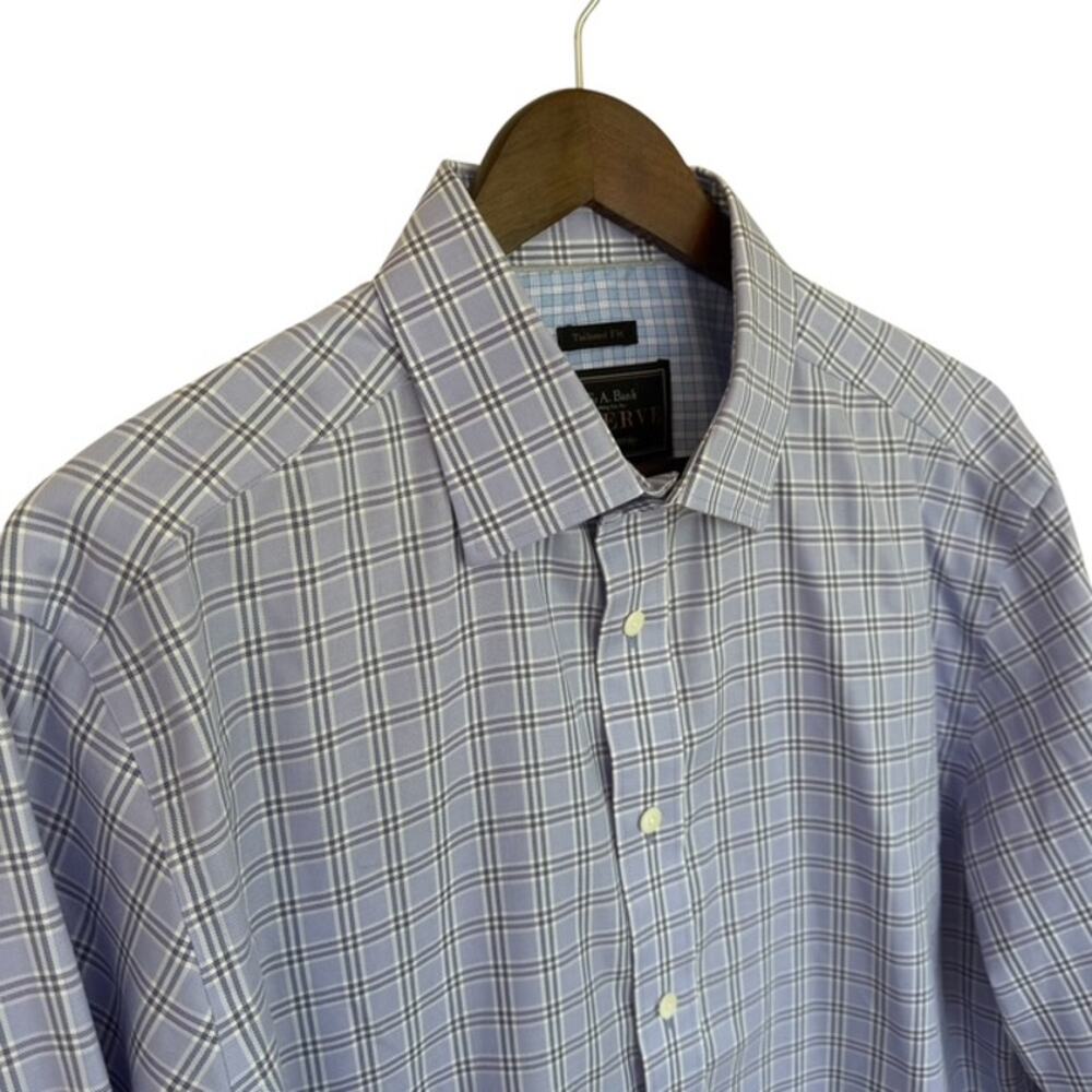 Jos. A. Bank Reserve Tailor Fit Lavender Plaid Dress Shirt - Size L - Picture 2 of 4